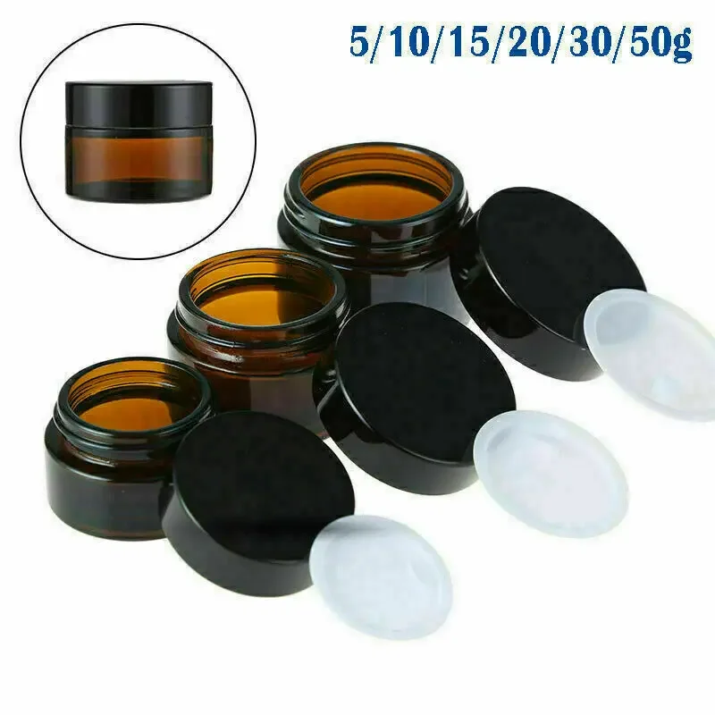Food Storage Glass Container Set - 2 szt. 5ml/10ml/15ml/20ml/30ml/50ml szklany bursztynowy kosmetyczny