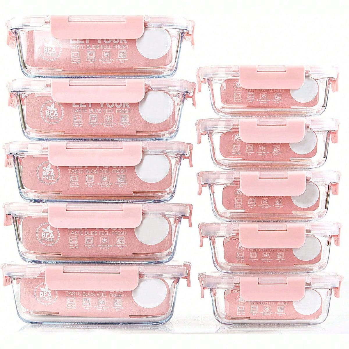 Food Storage On Table - 10 sztuk szklanych pojemników do przygotowywania