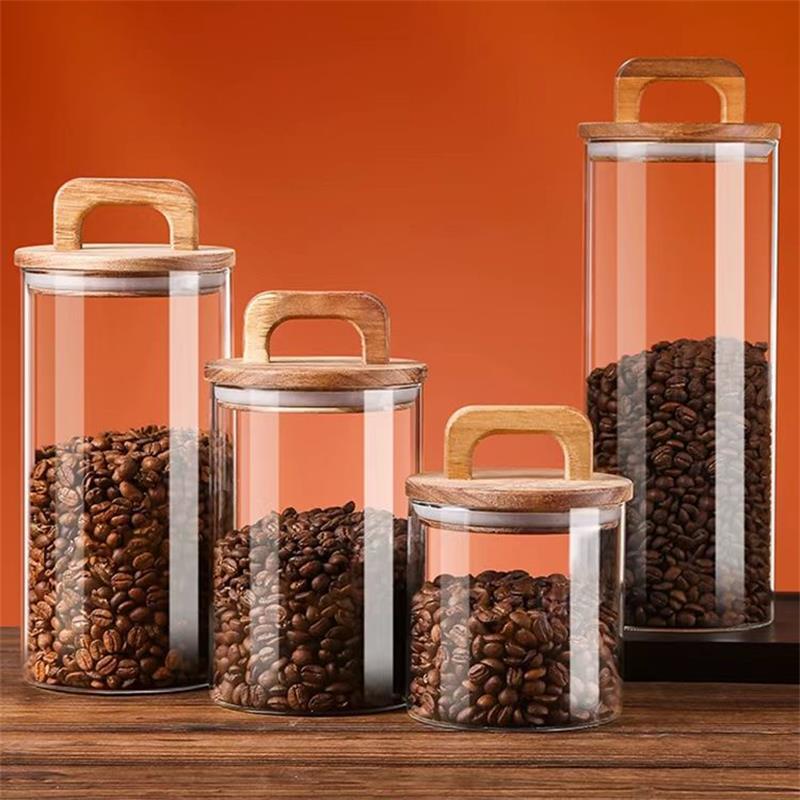 Food Storage Glass Box - Przezroczysty szklany słoik z bambusową pokrywką