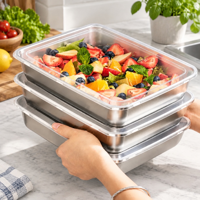 Food Storage On Table - Zestaw 3 pojemników do przechowywania żywności