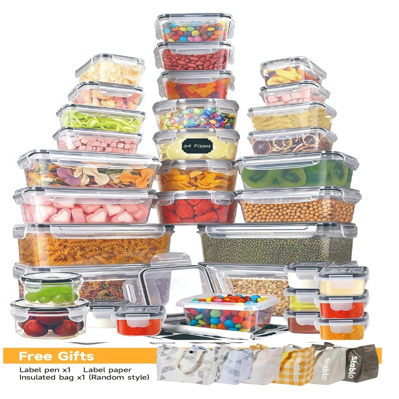 Food Storage On Table - 48-częściowy zestaw pojemników do przechowywania żywności