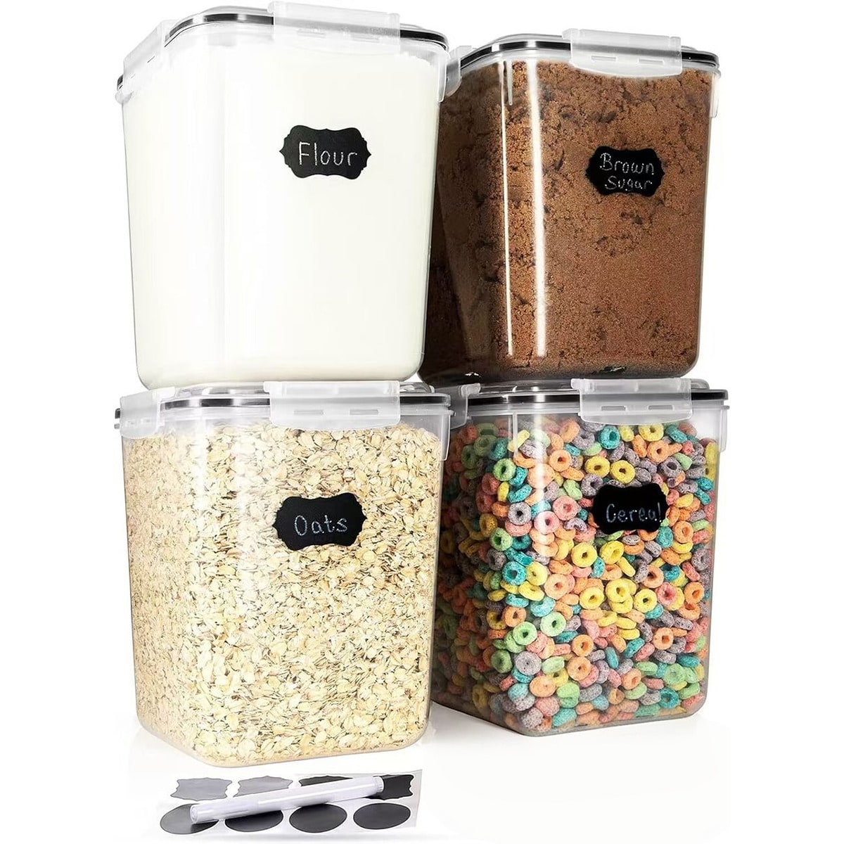 Food Storage Glass Container Set - 4 sztuki dużych pojemników do przechowywania