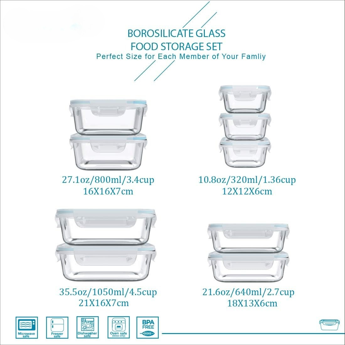 18-częściowy zestaw szklanych  – Food Storage Glass Container Set recenzja i cena