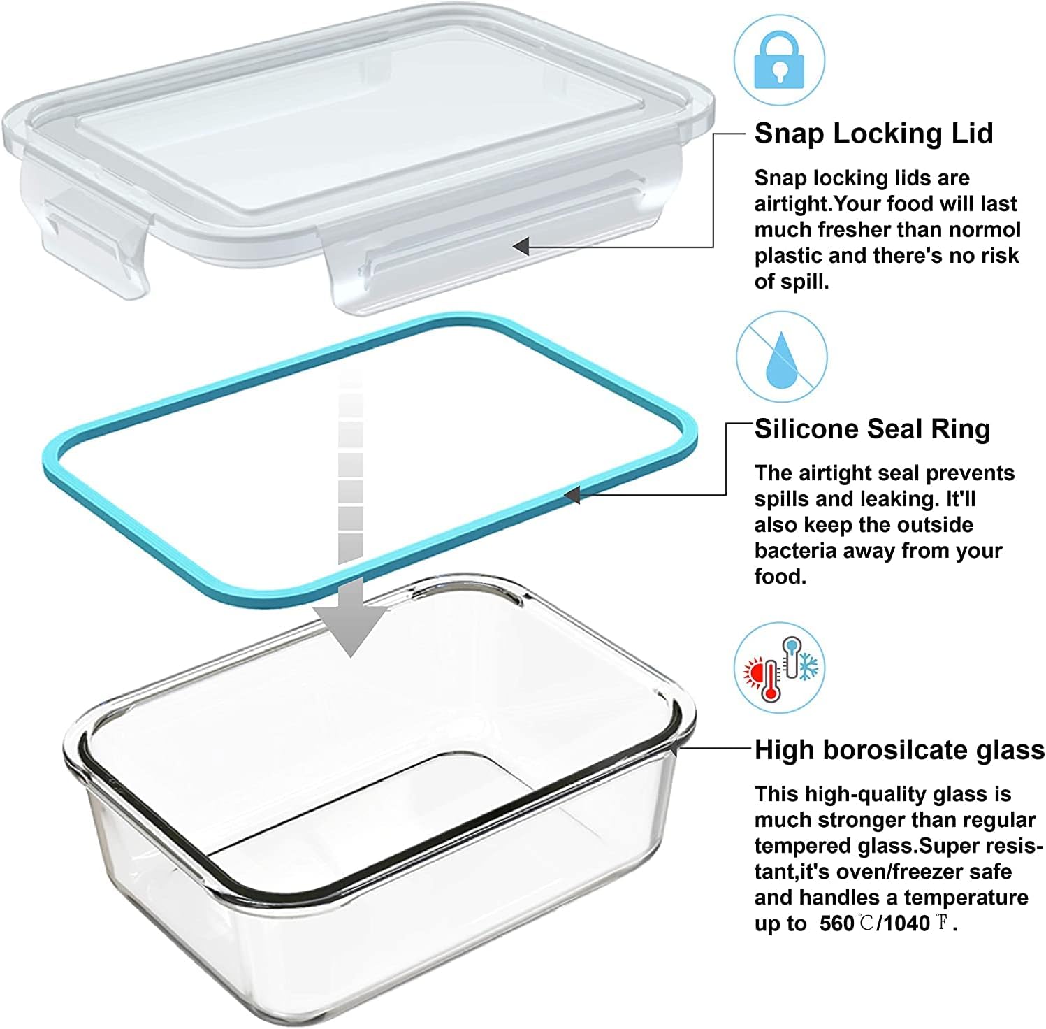 18-częściowy zestaw szklanych  – Food Storage Glass Container Set recenzja i cena