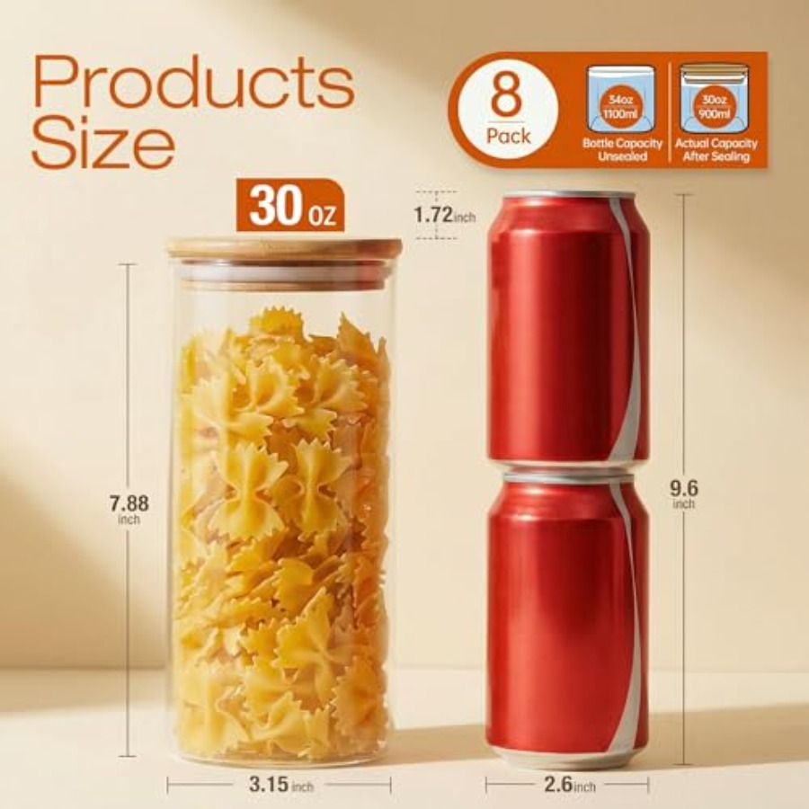 Szklane słoiki z bambusowymi p – Food Storage Glass Container Set recenzja i cena