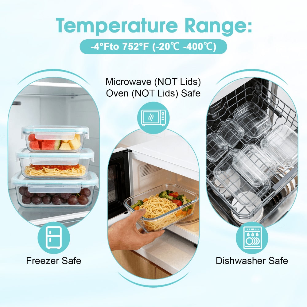 16 szklanych pojemników do prz – Food Storage Glass Box recenzja i cena