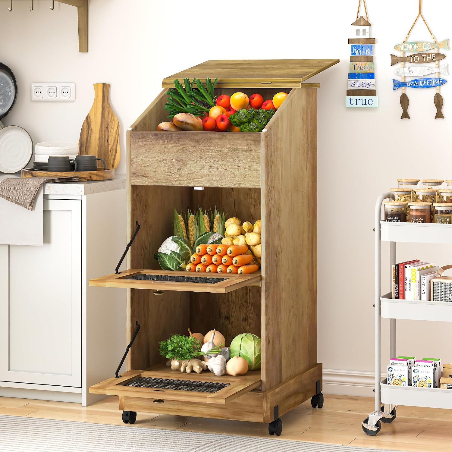 Drewniane szafki do przechowyw – Food Storage On Wheels recenzja i cena