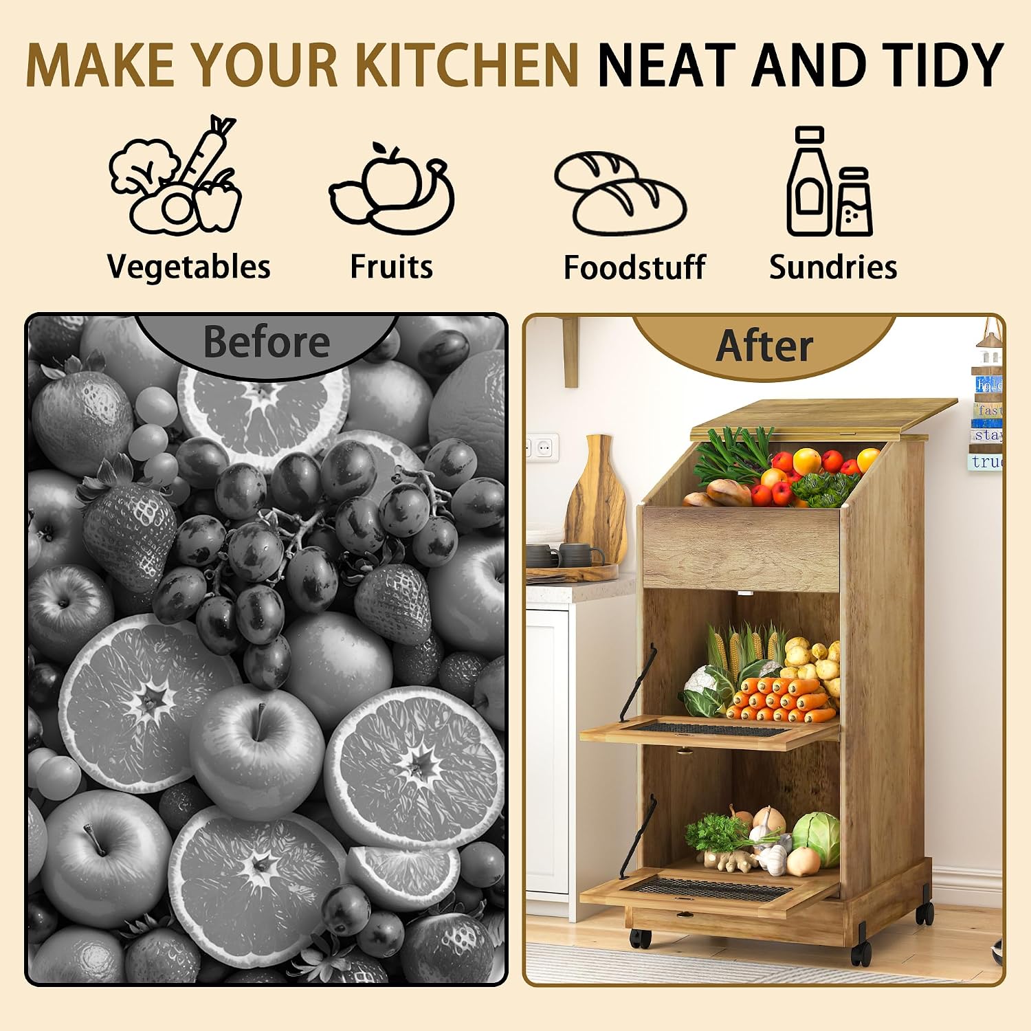 Drewniane szafki do przechowyw – Food Storage On Wheels recenzja i cena