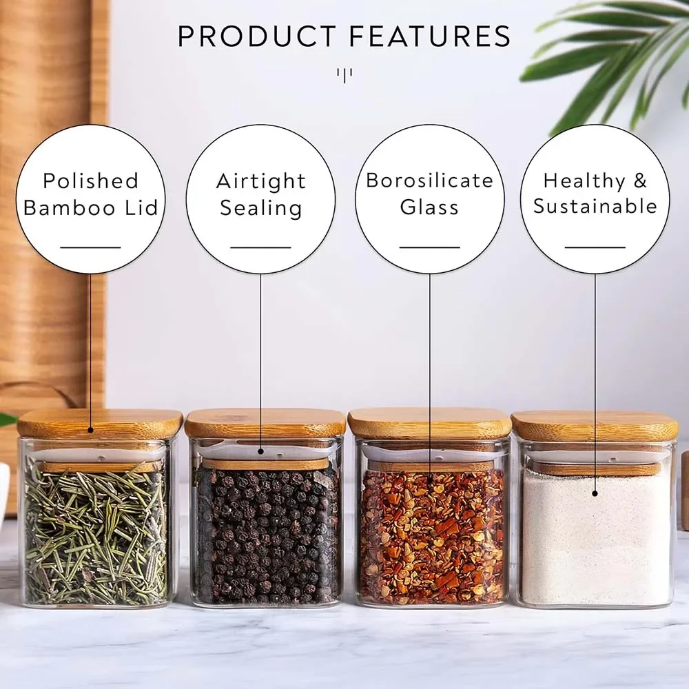 Sześcienne słoiki na przyprawy – Food Storage Glass Container Set recenzja i cena