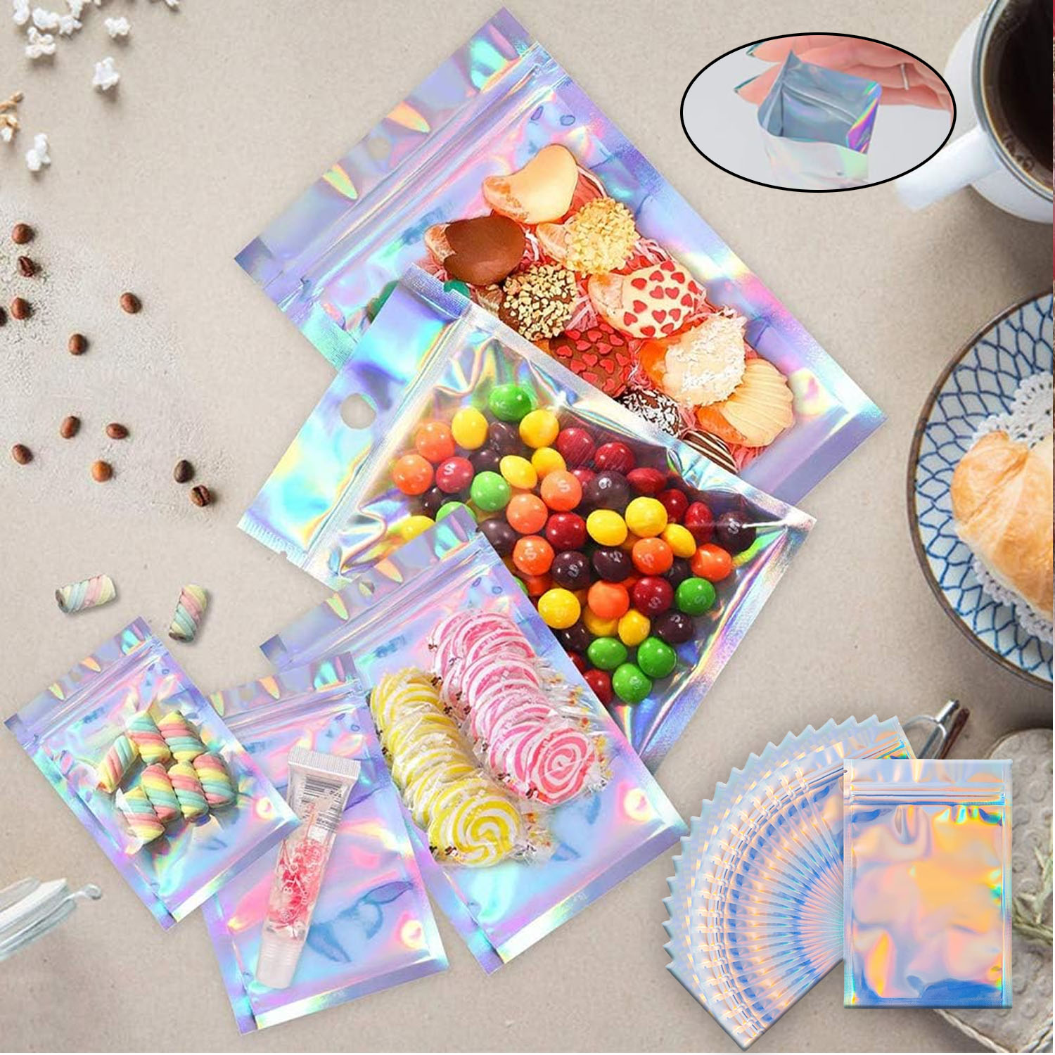 Zamykane holograficzne tęczowe – Food Storage In Mylar Bags recenzja i cena