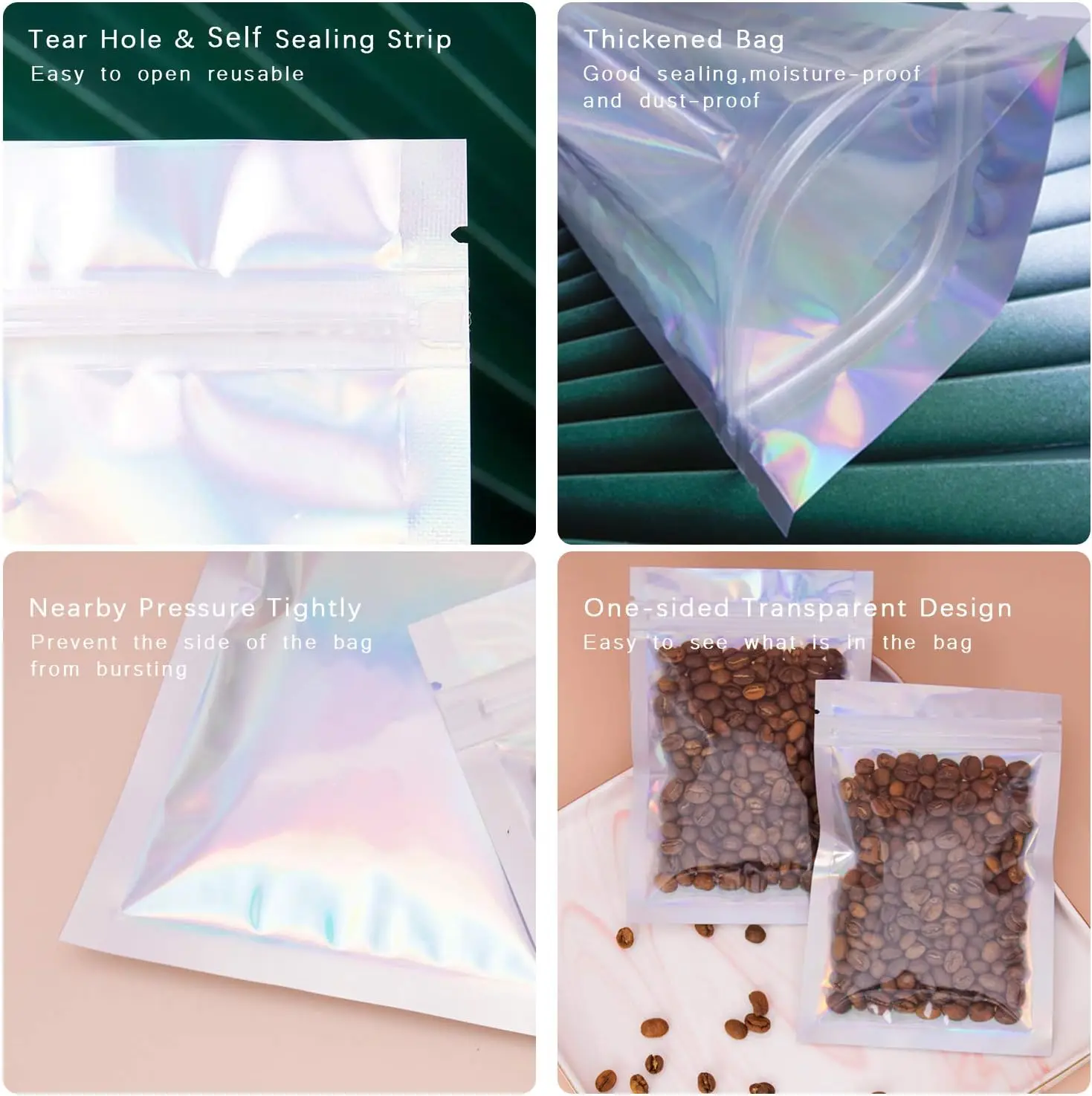 Zamykane holograficzne tęczowe – Food Storage In Mylar Bags recenzja i cena